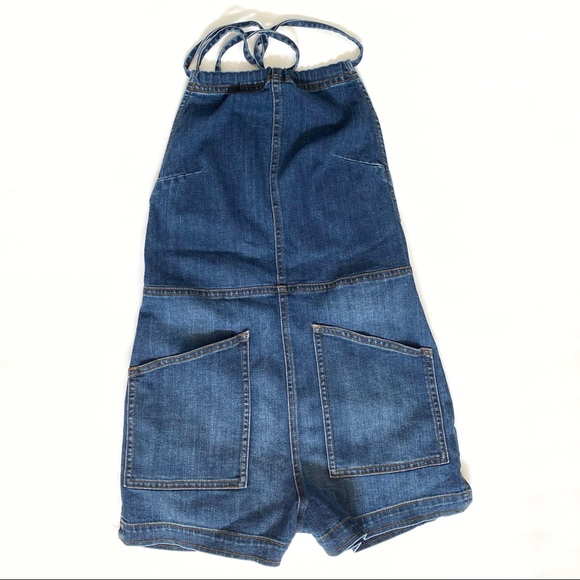 Free People blue denim halter romper overalls - Picture 7 of 16
